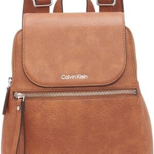 Calvin Klein Reyna Novelty Key Item Flap Backpack, Caramel Mix
